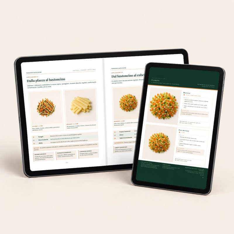 Il volume I in PDF e il Repertorio dei tagli francesi su due tablet